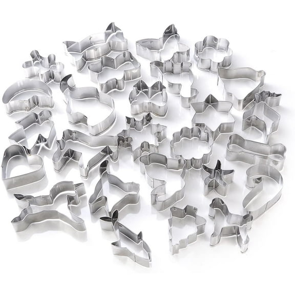 Moncolis 26 Pcs Cookie Cutter Set, Mini Animal Unicorn Classic Shape Cookie Cutters for Kids Christmas Winter Holiday