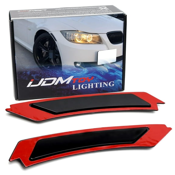 Euro Dark Smoked Lens Front Bumper Side Markers For 2009-2012 BMW E90/E91 3 Series LCI Models, Replace OEM Amber Yellow Reflector Assy