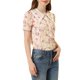 thumbnail image 4 of CAMISA CHIC FLORES PARA MUJER CON MANGAS CORTAS Y COLLAR PETER PAN DE ENCAGE, BOTONES EN FRONTAL, BEIGE Y ROSA, TAMAÑO XS, 4 of 7