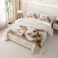 thumbnail image 3 of Manfei Farmhouse Cow Quilt Full 3-Piece,Rustic Animal Full Bedspread Sets,White Beige,1 Coverlet and 2 Pillowcases, 3 of 7