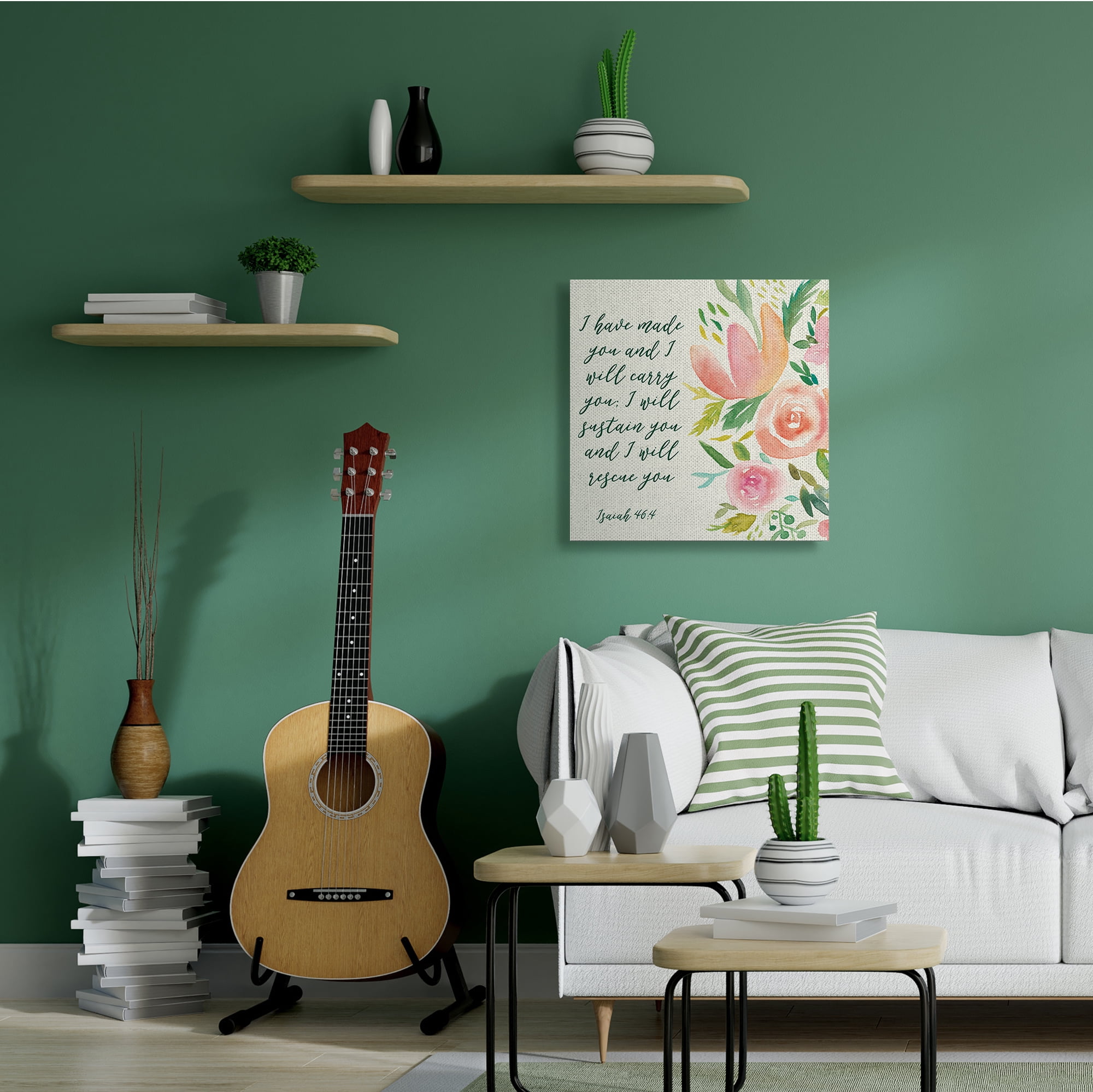Stupell Industries Isaiah 46:4 Proverbs Watercolor Spring Florals,36 x 36,Designed by Studio W