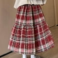 thumbnail image 7 of Women's Loose Fit Plaid A-Line Woolen Skirt with A Natural Waist Mid-Calf Length Casual Fashionable Design, 7 of 7
