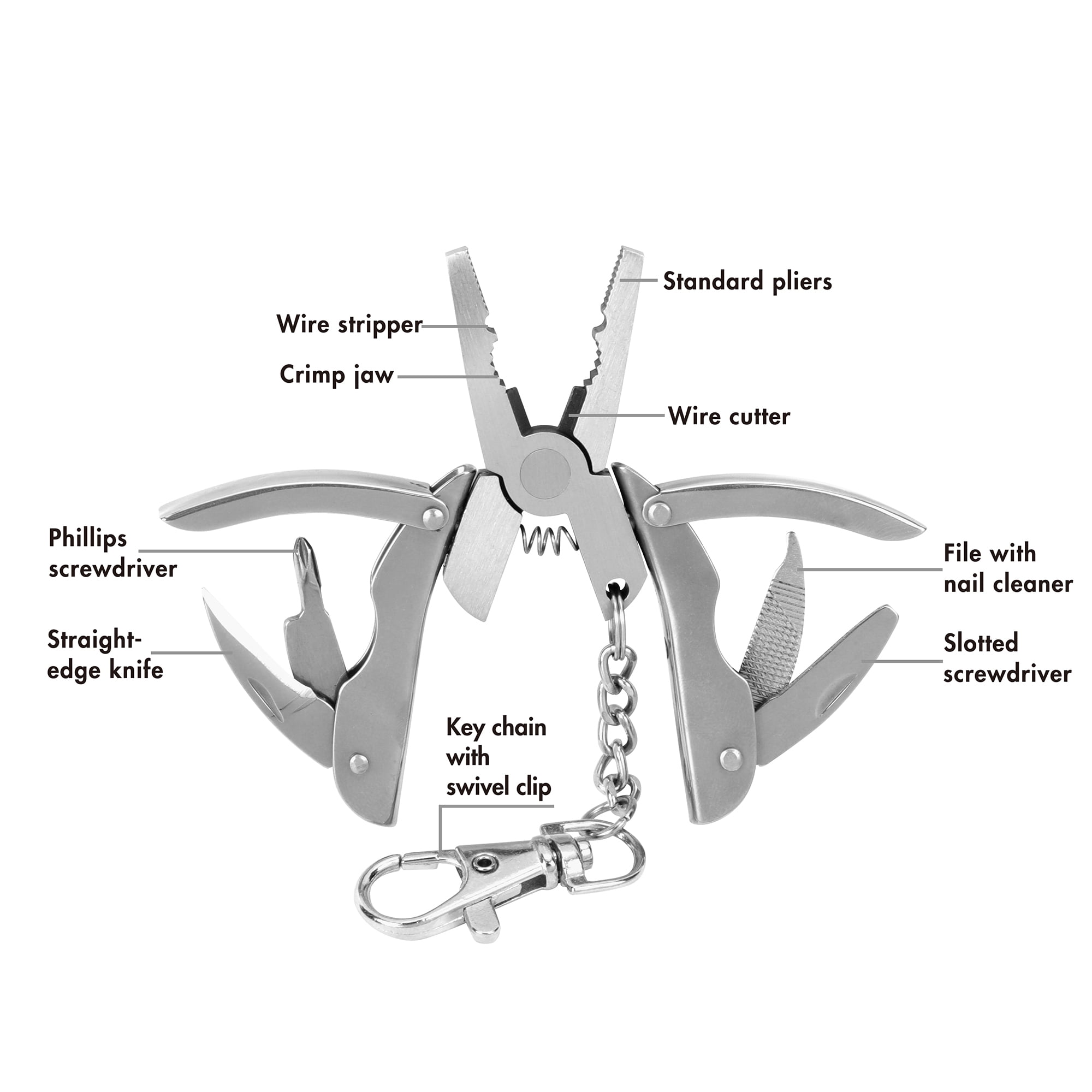 Ozark Trail Stainless Steel 9-in-1 Mini Fishing Multi Tool in Silver