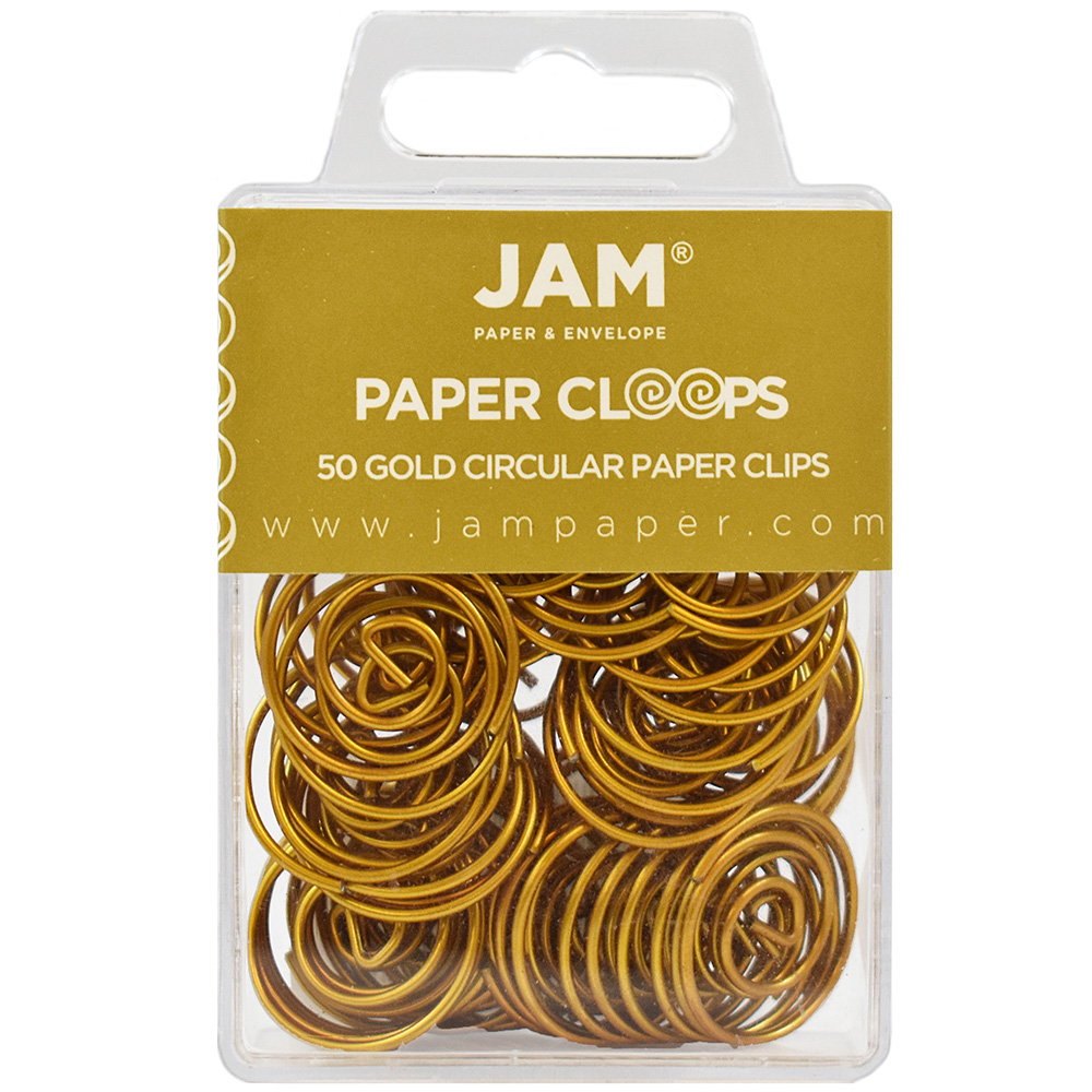 JAM Round Paper Clips, Gold Paperclips, 50/Pack
