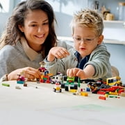 LEGO Classic Bricks and Wheels Kit 11014, Play and Create Your Own Version of LEGO Masters, Includes a Toy Car, Train, Bus, Robot, Skateboarding Zebra, Race Car, Bunny in a Wheelchair, and More