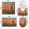 thumbnail image 2 of Cactus Shower Curtain Set with Rugs Western Landscape Sunset Desert with Toilet Lid Cover, Bath Mat, Shower Curtains for Bathroom Rug Set, 72x72 Inch, 2 of 4
