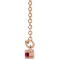 14K Rose LabGrown Ruby & 1/6 CTW Natural Diamond Bar 1618" Necklace
