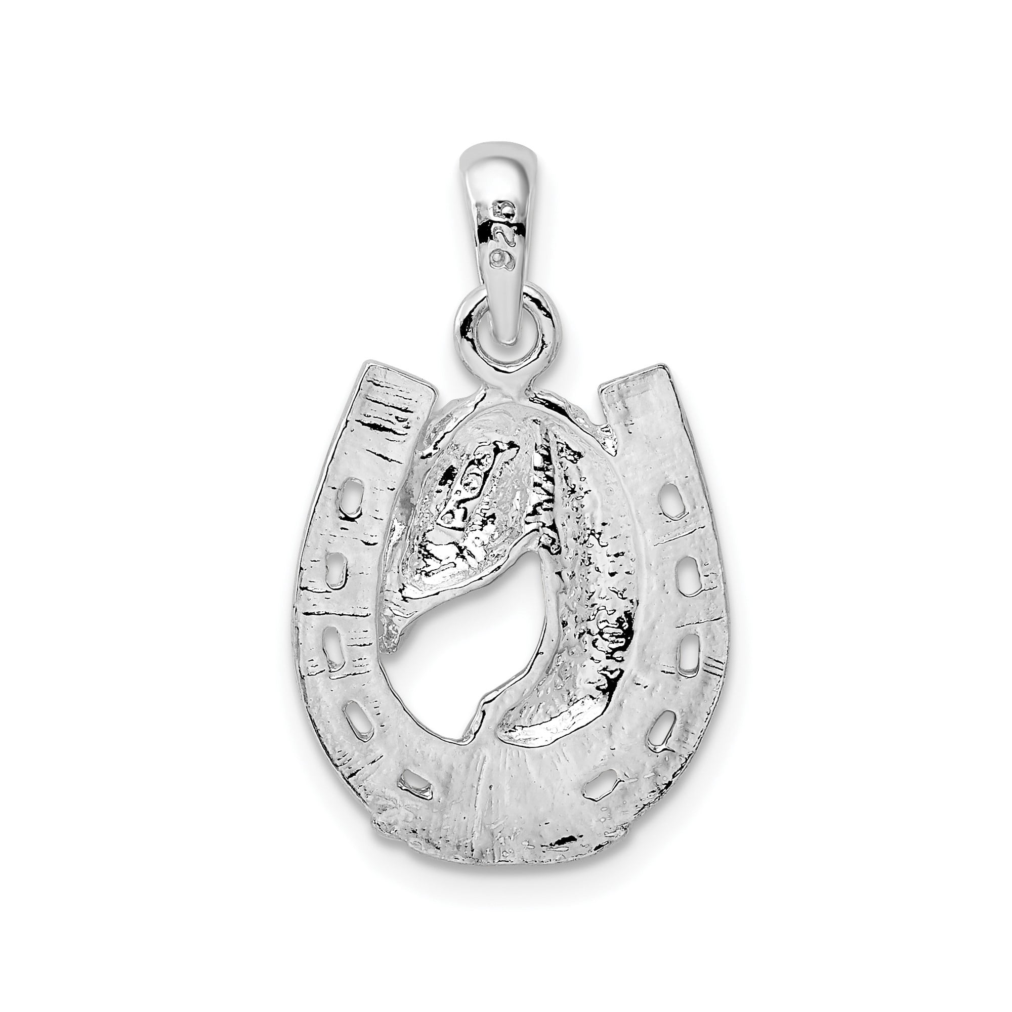 Sterling Silver Horse Head Pendant with Horseshoe, Western Equestrian Necklace for Women or Unisex, Country Ranch Style Jewelry Symbolizing Strength and Luck