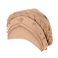 thumbnail image 2 of African Women Turban Caps Pre-Tied Twisted Turbans Head Scarf for Women Hair Wraps Cover Beanie Cancer Chemo Headwear Khaki One Size, 2 of 3