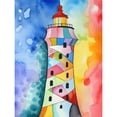 thumbnail image 1 of Lighthouse Concept With Rainbow Colour Sky Modern Folk Art Watercolour Painting Large Wall Art Poster Print Thick Paper 18X24 Inch, 1 of 5