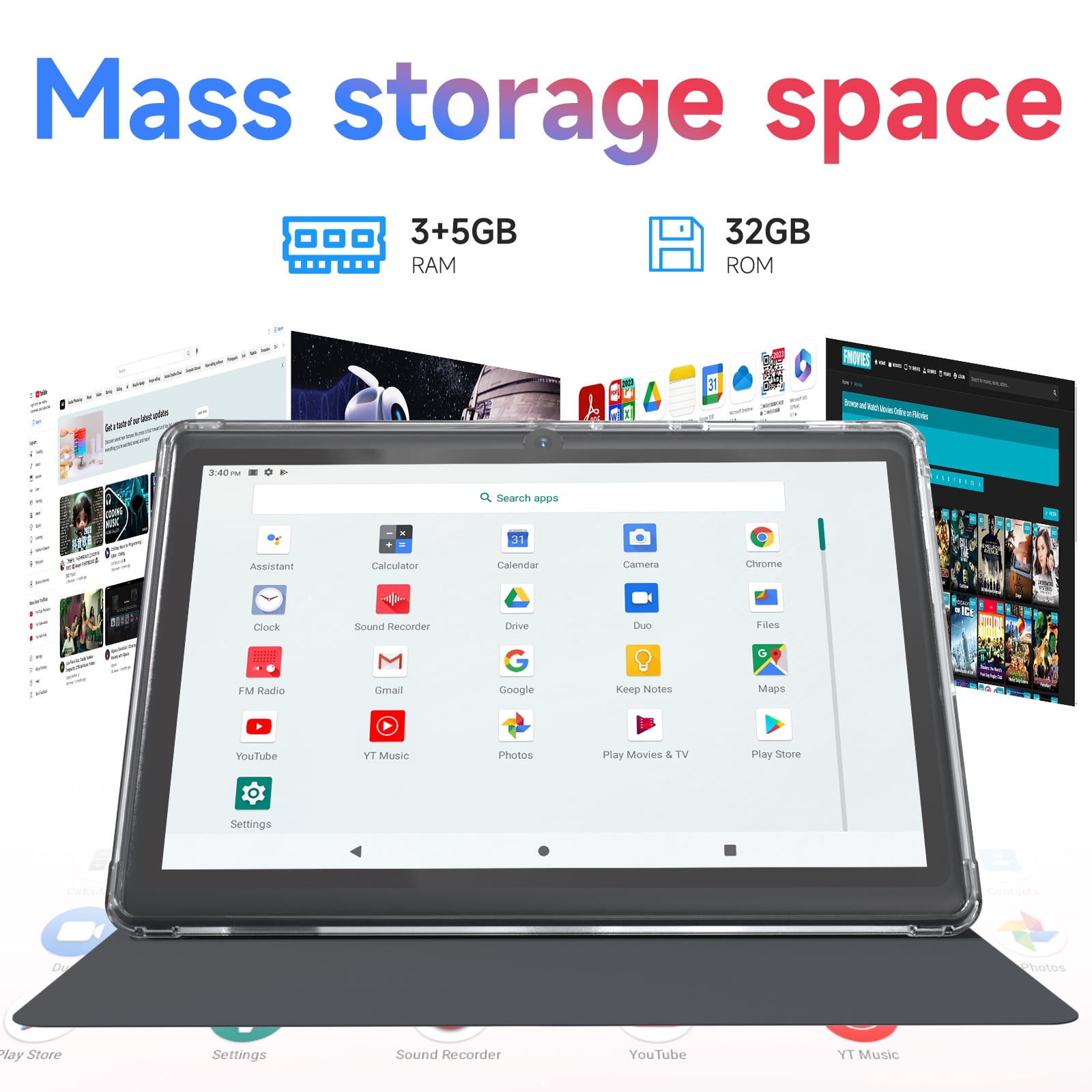Android 14 Tablet 7 inch Tablets with Case, 8GB RAM 32GB ROM 1TB Expand, Quad-Core Processor Tablet PC, 1024 x 600 IPS Screen, Dual Camera, 3000mAh Battery, Bluetooth, WiFi, GMS, Widevine L1, Black