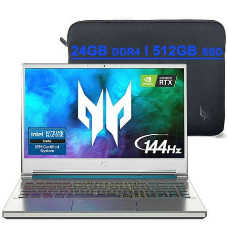 Acer Predator Triton 300 SE 14 Premium Gaming Laptop 14” FHD 144Hz IPS 11th Gen Intel 4-Core i7-11375H 24GB DDR4 512GB SSD GeForce RTX 3050Ti 4GB USB-C HDMI Fingerprint Backlit Sleeve