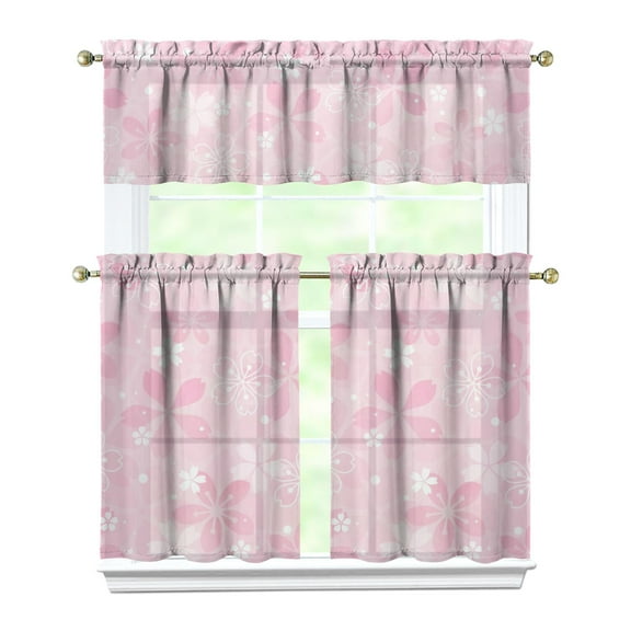 Kitchen Curtains and Valance Set 36 Inch Tier Pioneer Colorful Floral 3 Pieces Set Dining Room Small Curtain Drapes Cafe Curtains Valance for Home Decor Rod Pocket
