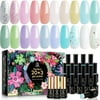 MEFA Gel Nail Polish Set, 23 PCS Macaron Light Shades Colors with Glossy/Matte Top and Base Coat Soak Off Nail Gel Polish Starter Kit Manicure Nail Art DIY Salon New Year Gift for Easter