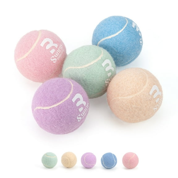 PoyPet Tennis Ball Toys for Dog,Interactive Dog Chew Toy,Funny Outdoor Training Pet Ball for Small Medium Large Dog,5Pack Macaron Colorful