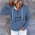 thumbnail image 1 of ICHUANYI Liquidación Blusa de manga larga con bolsillo impreso a la moda para mujer Tops casuales Sudadera con capucha con botones ICHUANYI WER202308246688, 1 of 6