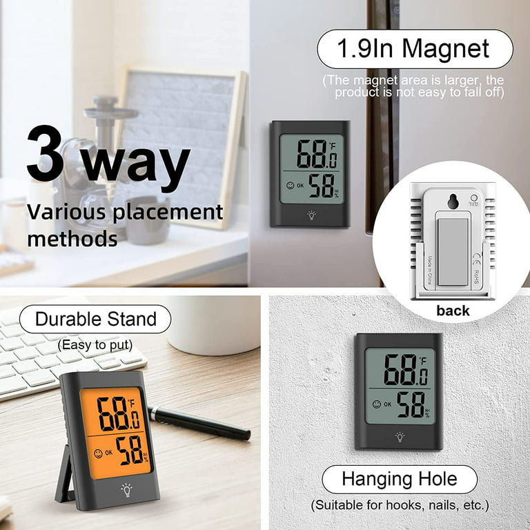 JXR 2.7in Indoor Digital Thermometer Temperature Gauge Humidistat