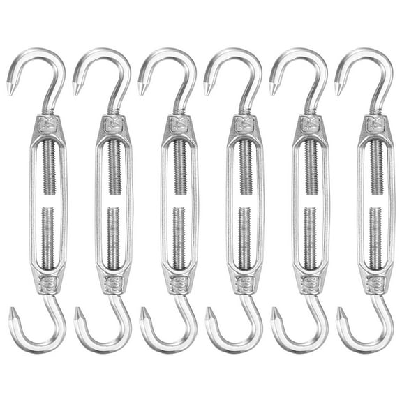 Uxcell 6-Pack Turnbuckle Hook and Hook, M4 Stainless Steel Heavy Turnbuckles Wire Rope Tension Adjustable Tension