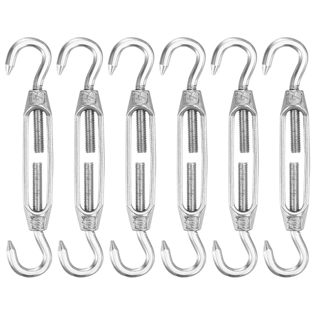 Uxcell Lot de 6 Crochet à Boucle, M4 Acier Inoxydable Boucles Lourdes Corde Métallique Tension Réglable