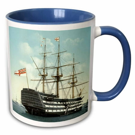 

3dRose HMS Victory in Portsmouth- Lord Nelsons Flagship at Trafalgar - Two Tone Blue Mug 11-ounce