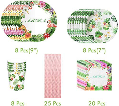 9-inch plate Party Includes 7-inch plate cup napkin Birthday Baby Shower Party Supplies Cute Disposable Party Dinnerware for Graduation Amycute 80 PCS straw Serves 16 Guests. 