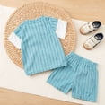 thumbnail image 5 of newwalpole Baby Boy Clothes Toddler Boys Summer Outfits Short Sleeve Pockets Patchwork T-Shirts Elastic Waist Shorts Set 12M-5T Light Blue for Size 2-3 Years, 5 of 7