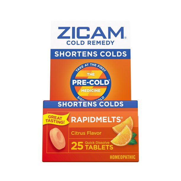Zicam Zinc Cold Remedy Rapidmelts Quick-Dissolve Tablets Citrus Flavor 25Ct  - Walmart.com