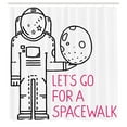 thumbnail image 3 of Ambesonne Saying Shower Curtain, Lets Go for a Spacewalk, 69"Wx84"L, Black and Pink, 3 of 5