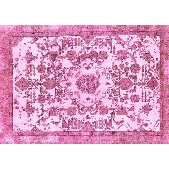 Ahgly Company Indoor Rectangle Abstract Pink Modern Area Rugs, 5' x 7'