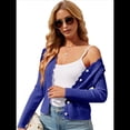 thumbnail image 2 of Cárdigan de Punto con Cuello en V, Larga y Botones para Mujer, Azul, Talla L, 2 of 9