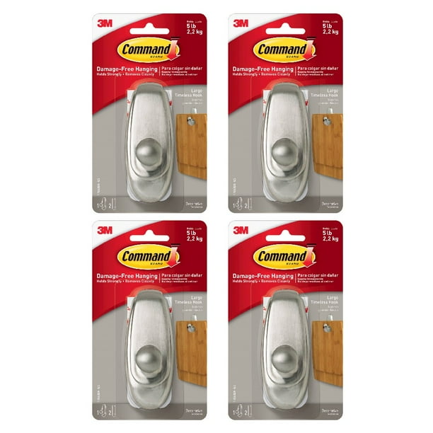 Command Large Decorative Timeless Hook Holds 5 lb Damage Free Brushed