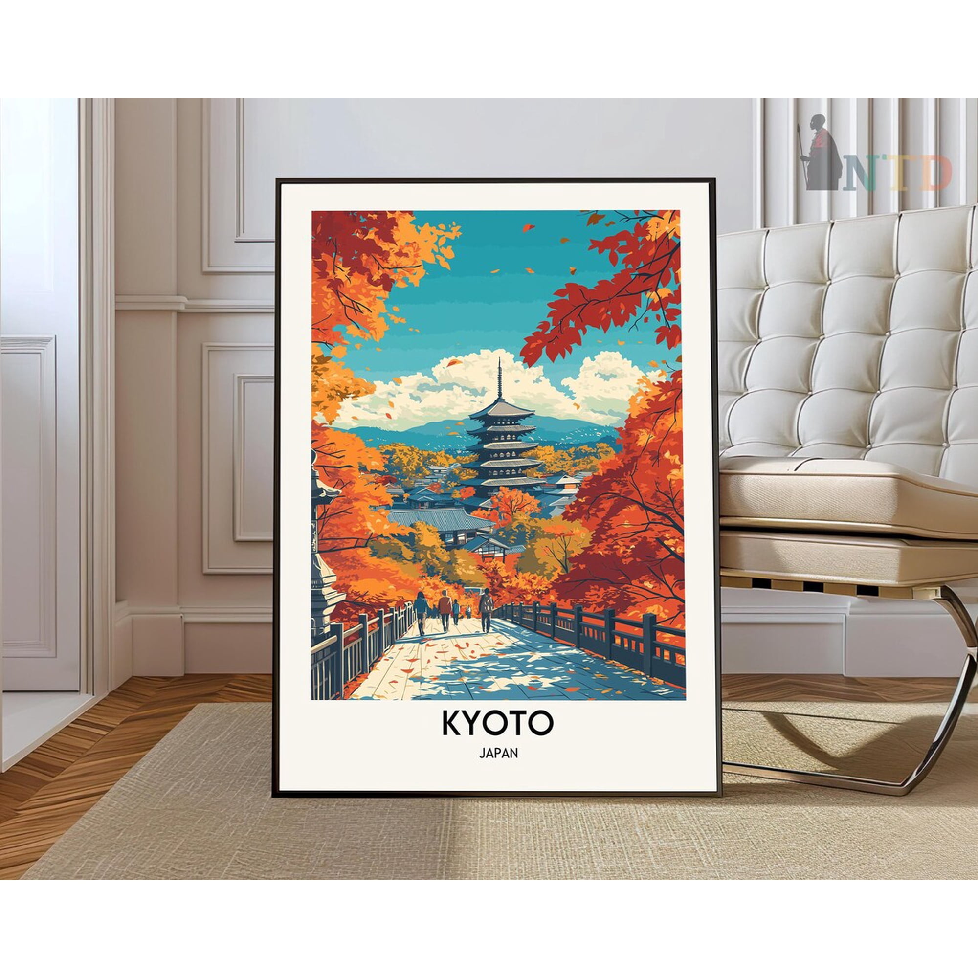 Kyoto Travel Poster, Traditional Japanese City Wall Art