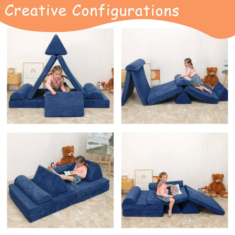 Tolead Imaginative Couch Blue pcs Toddlers, Kids for Large, Furniture, Navy 6 Play