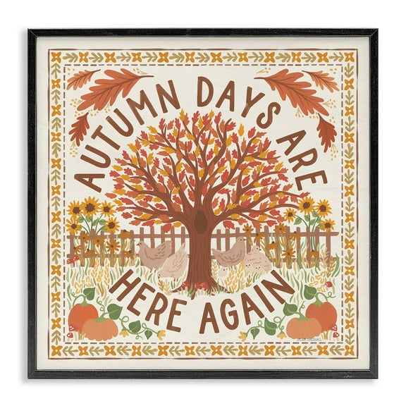 Stupell Industries Autumn Days Here Again Landscape Painting Black Framed Art Print Wall Art, 12 x 12