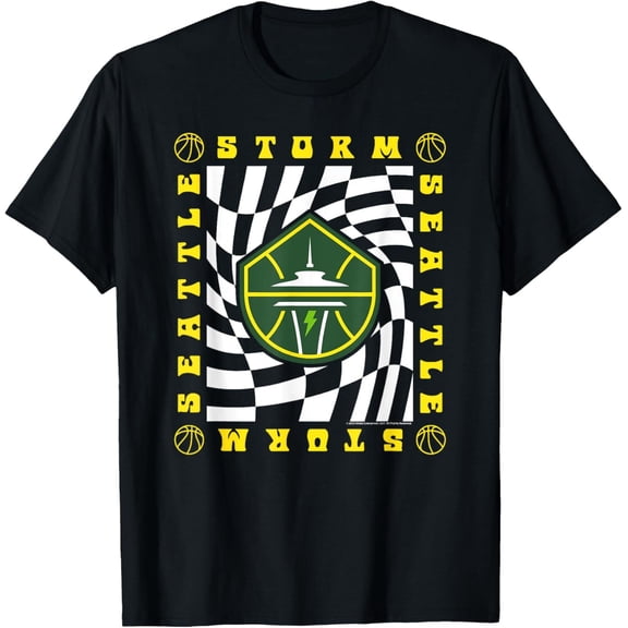 Seattle Storm Retro Wavy Checkerboard T-Shirt