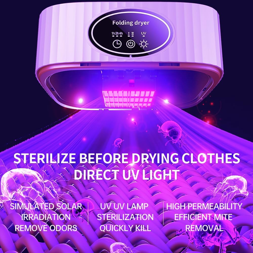Portable Clothes Dryer, 600W Portable Dryers for Apartment, RV, Travel, Compact Dryer Machine for Small Clothes, Underwear, Baby Clothes, Hanging Dryer Machine with Timer Function, Pink