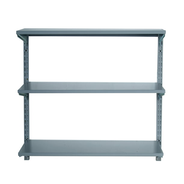 Wall Mount Shelving Unit With 3 Shelves, Wire Shelving Hanger Rail Attachments