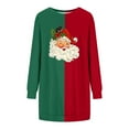 thumbnail image 2 of Christmas Long Hoodies for Women 2025 Long Sleeve Color Block Graphic Hooded Sweatshirt Hoodie Dress Pullover Tops, 2 of 5