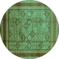 thumbnail image 1 of Ahgly Company Indoor Round Oriental Turquoise Blue Industrial Area Rugs, 6' Round, 1 of 4