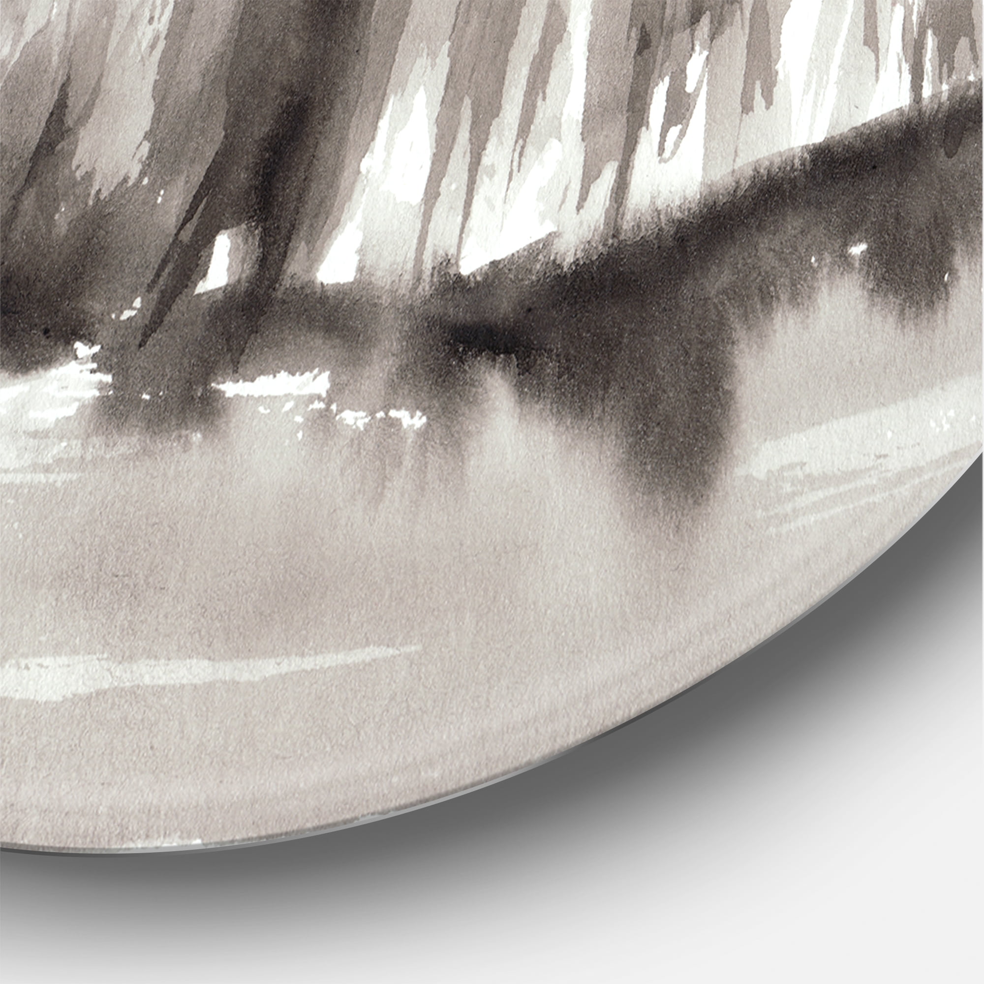Black & White Cliffs By The Lake 11 in x 11 in Painting Art Prints, by Designart