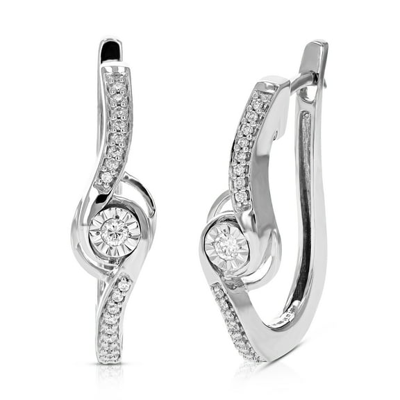 Vir Jewels 1/6 CTTW Lab Grown Diamond Hoops Earrings in Sterling Silver With Latch Backs For Women