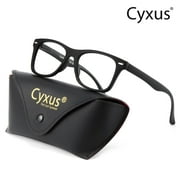 Cyxus 2021 Reading Glasses Anti Blue Light Glasses Computer Glasses Anti Eye Strain Flexible Spring Hinge PC Black Frame and Transparent Lenses Magnification  1.00