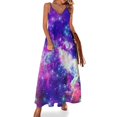 thumbnail image 1 of Vestido de galaxia colorido, verde y azul, estético cósmico, casual, largo, primavera, vintage, maxi, vestido, regalo de cumpleaños, 1 of 7