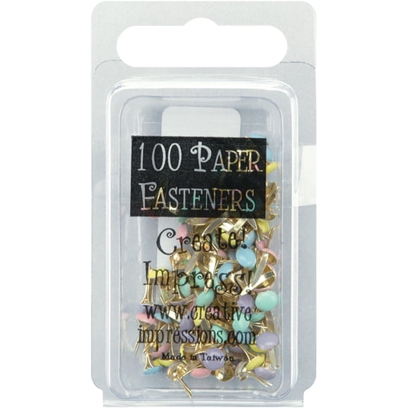 Creative Impressions Mini Metal Paper Fasteners 3mm 100/Pkg-Round - Pastel - CI90192