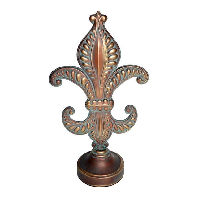 Jeco HD-HADJ037 Distressed Gold Metal Flrur Lis Table Decor