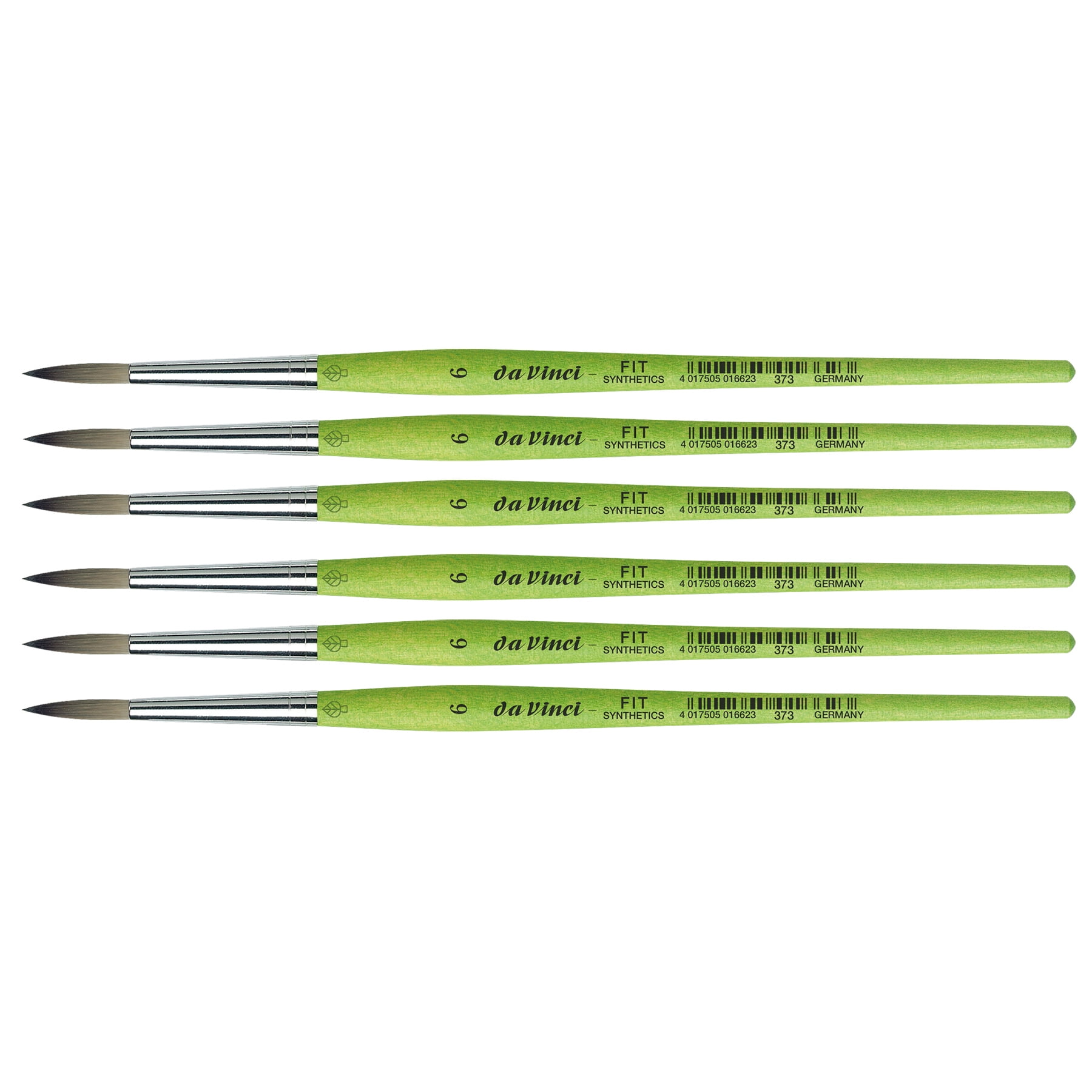 da Vinci FIT Synthetics Student Brush, Synthetic, Acrylic & Tempera, Round, Series 373, Size 6, Pack of 6
