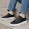 thumbnail image 3 of Men's Casual Sneakers, Faux Leather Lace-Up Low Top Walking Shoes, Everyday Fashion Shoes, 3 of 7