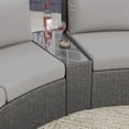thumbnail image 6 of Martha Stewart Set of 2 Indoor-Outdoor Modular Patio Curved Sectional Sofa Seats and Side Table in Gray Rattan Wicker with Gray All-Weather Cushions, 6 of 13