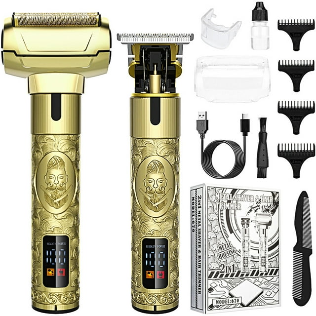 Men Hair Clippers Digital Display Electric Hair Trimmer Sculpting Pusher Nose Hair Set