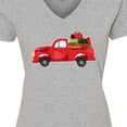 thumbnail image 4 of Inktastic Christmas Red Vintage Truck with Presents Women's V-Neck T-Shirt, 4 of 5
